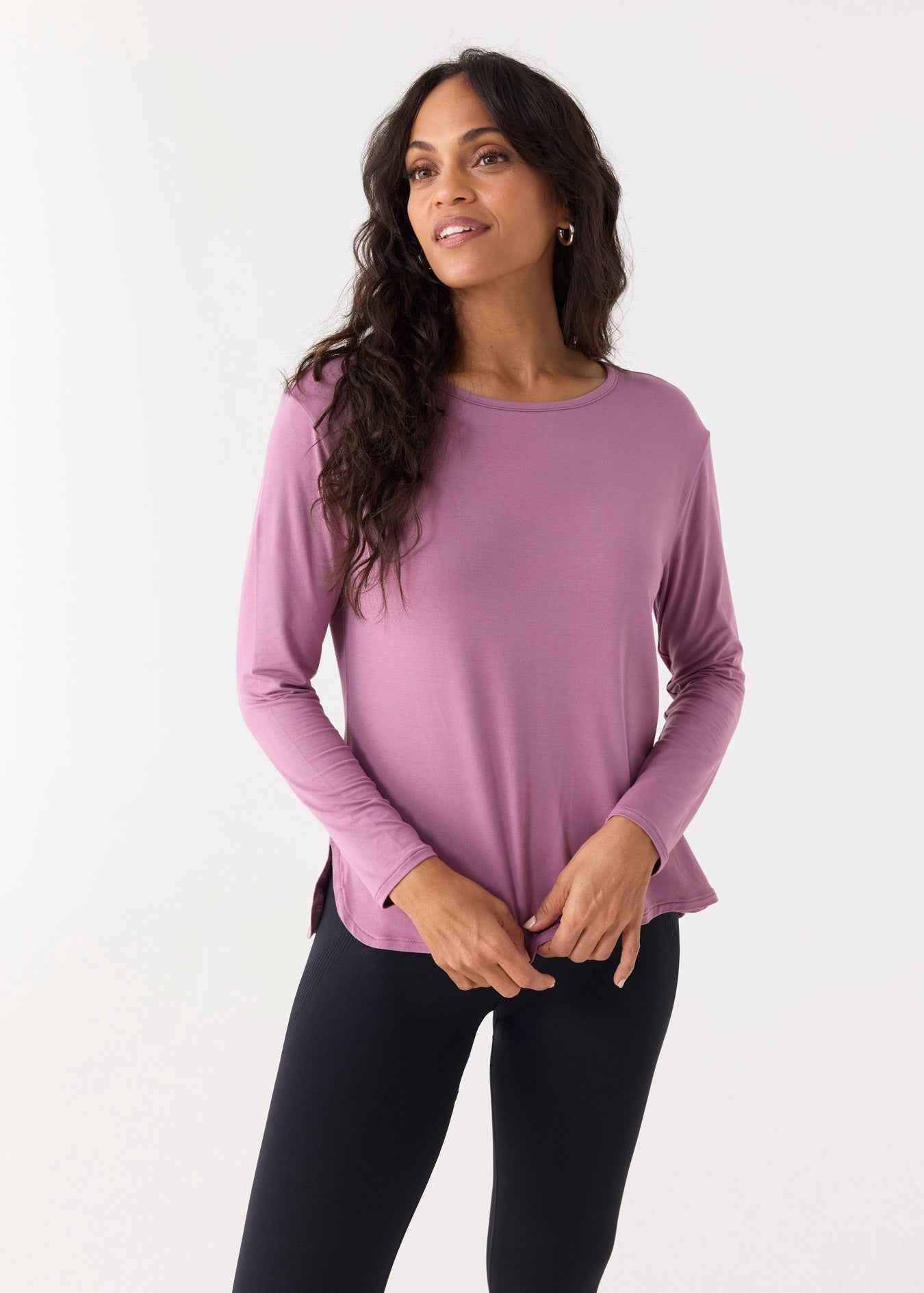 Orchid Hi/Lo Bamboo Long Sleeve Top