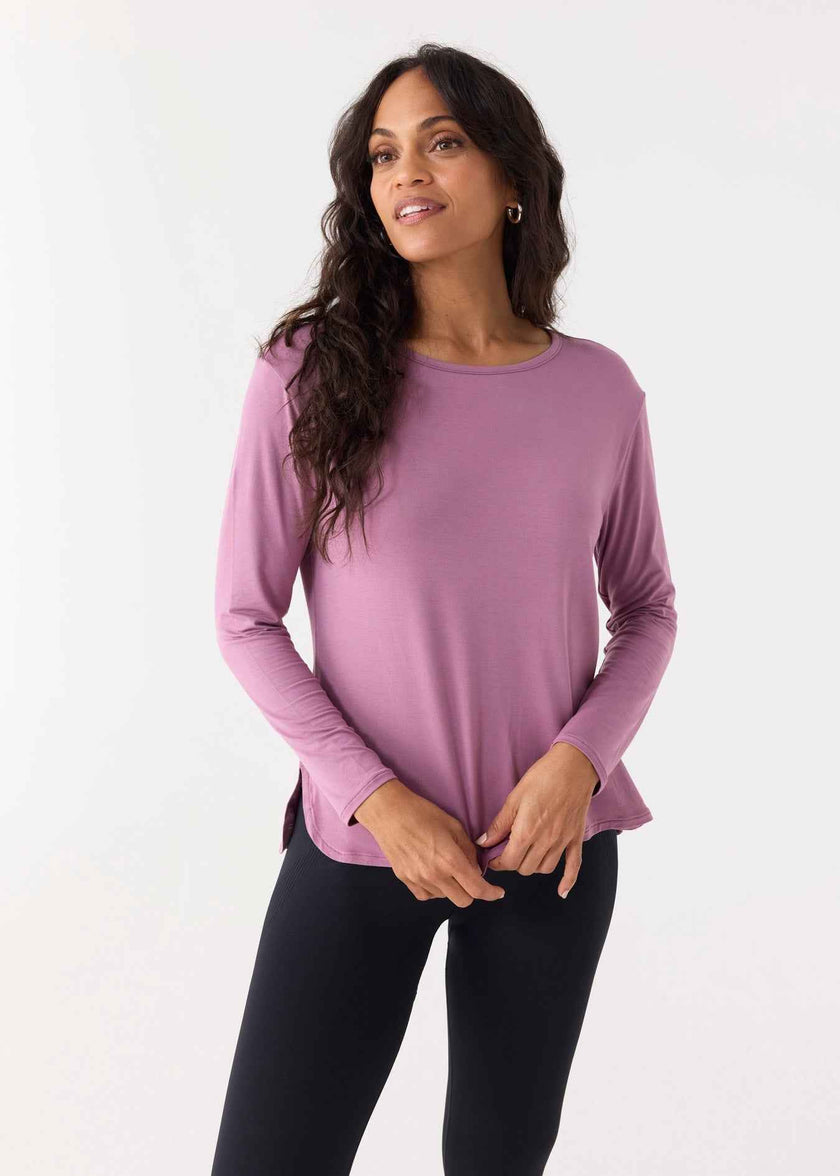 Orchid Hi/Lo Bamboo Long Sleeve Top