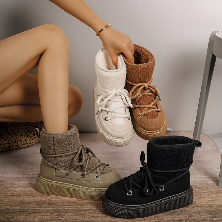 Platform Cross Strap Snow Boots