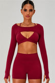 The Ember Sports Bra Crop Top Shorts 3-Piece Set