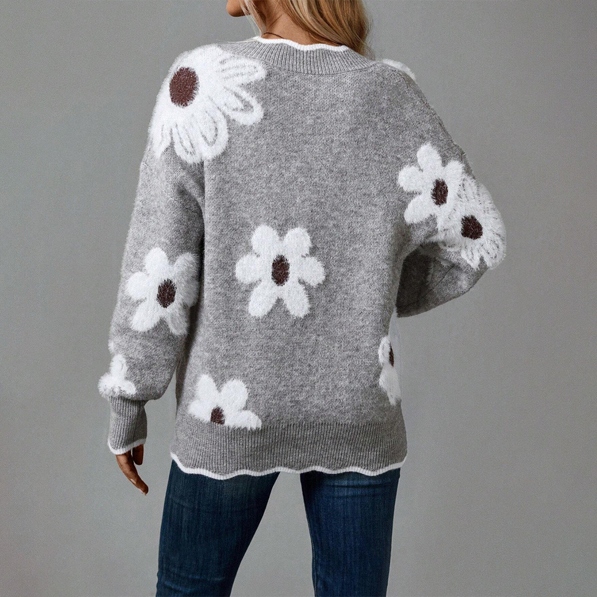 Pullover Knitting Lace Collar Brocade Sweater