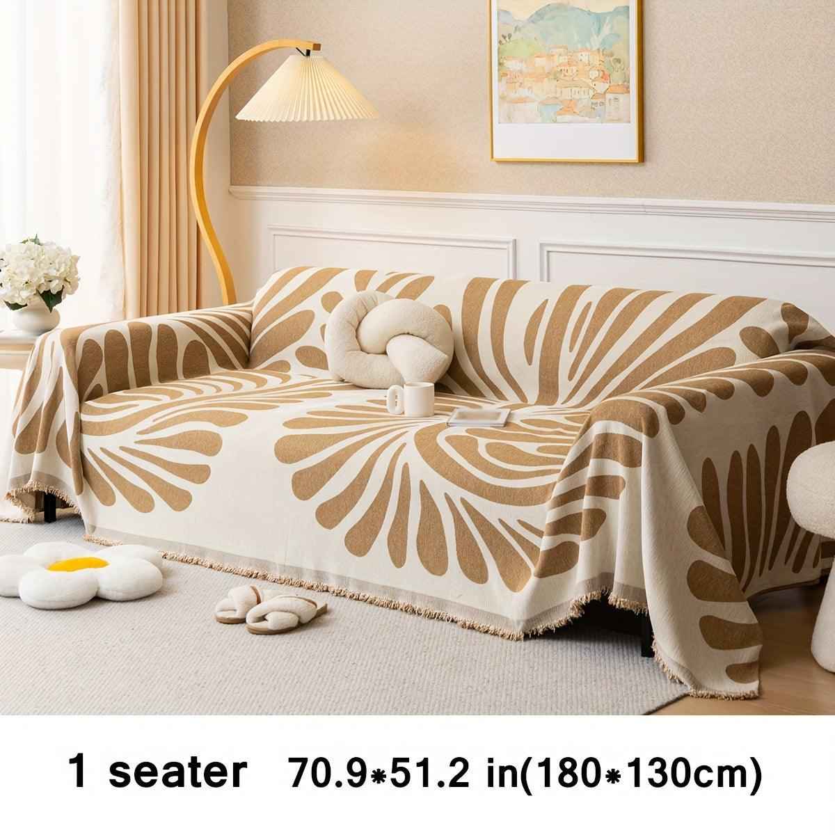 Versatile Chenille Sofa Cover - Pet-Friendly, Orange Dog Couch Cover