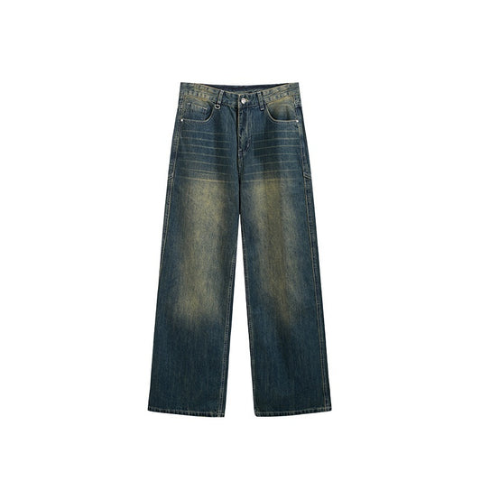 Washed Cut Wide Leg Jeans Men - Pikemla