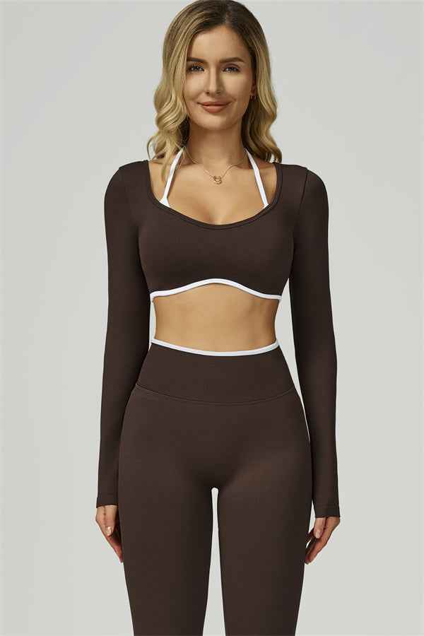 The Prime Line Long Sleeve Crop Top Leggings 2-Piece Set
