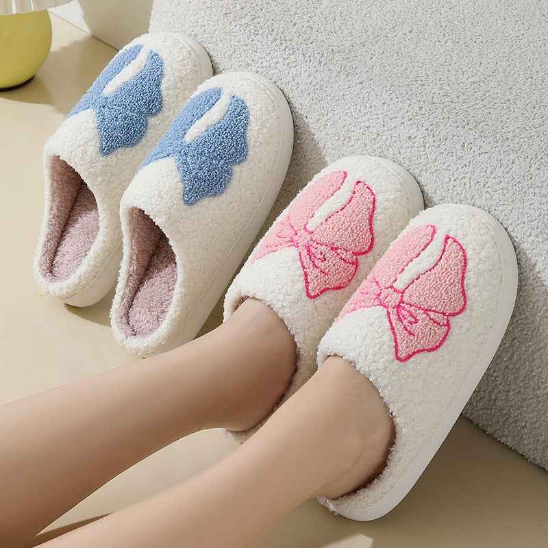 Cute Cartoon Bow Knot Cotton Slippers