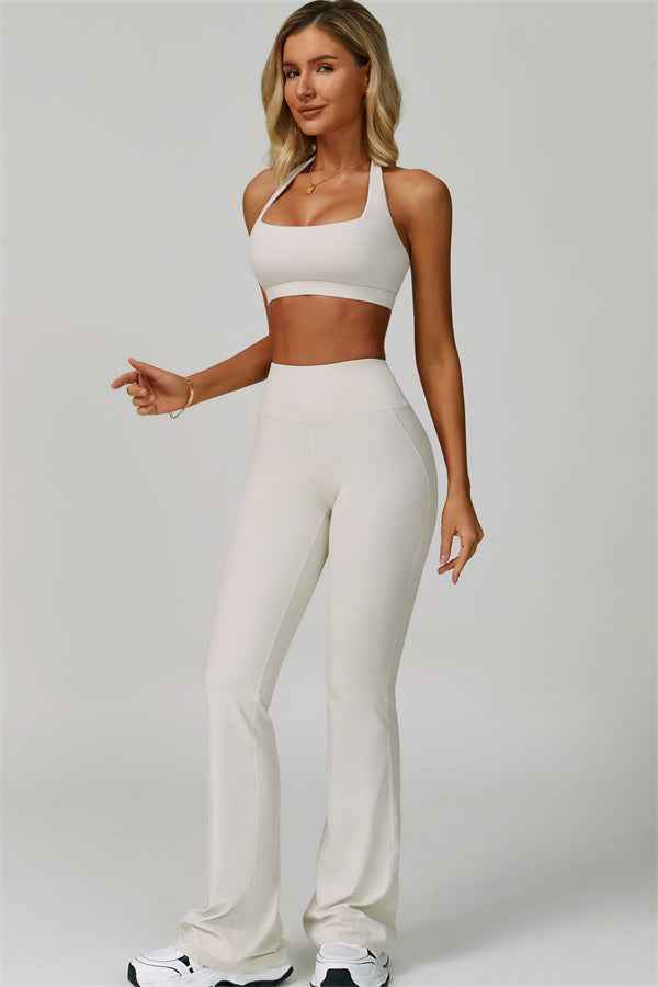 The Bold Halter Sports Bra Flared Leggings 2-Piece Set