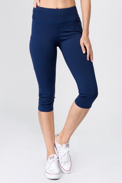 High Waist Tech Pocket Workout Capri Leggings - Pikemla