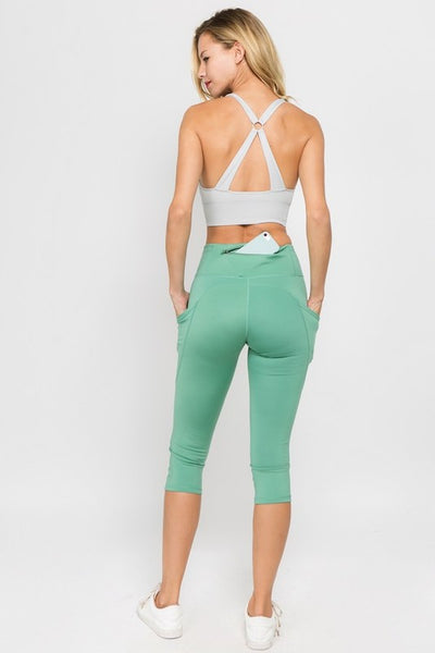 High Waist Tech Pocket Workout Capri Leggings - Pikemla