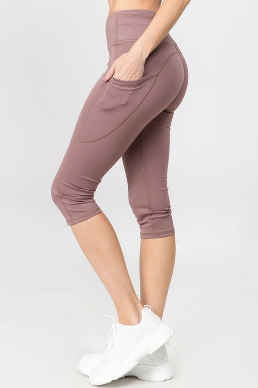 High Waist Tech Pocket Workout Capri Leggings - Pikemla