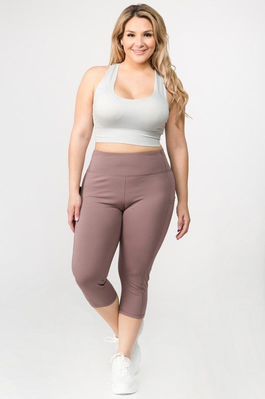 High Waist Tech Pocket Workout Capri Leggings - Pikemla