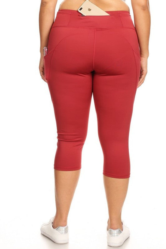 High Waist Tech Pocket Workout Capri Leggings - Pikemla