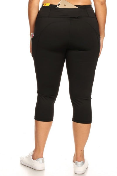 High Waist Tech Pocket Workout Capri Leggings - Pikemla