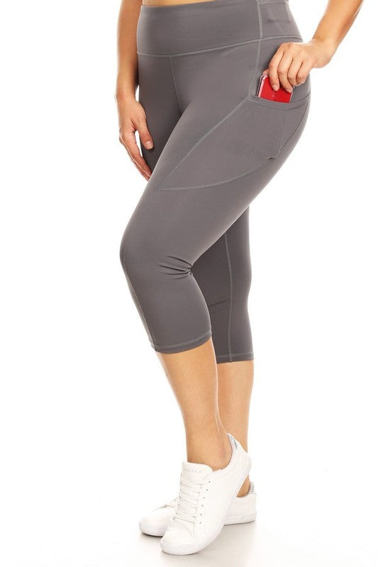 High Waist Tech Pocket Workout Capri Leggings - Pikemla