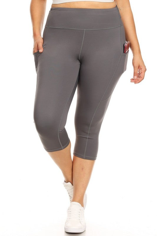 High Waist Tech Pocket Workout Capri Leggings - Pikemla