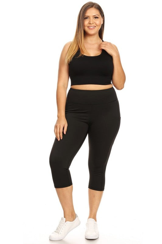 High Waist Tech Pocket Workout Capri Leggings - Pikemla