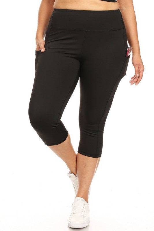 High Waist Tech Pocket Workout Capri Leggings - Pikemla