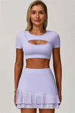 The Lavish Cut-out Crop Top Tennis Skirt 2-Piece Set