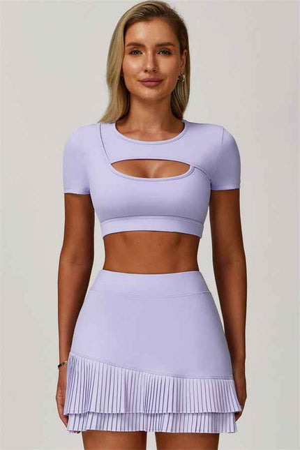 The Lavish Cut-out Crop Top Tennis Skirt 2-Piece Set