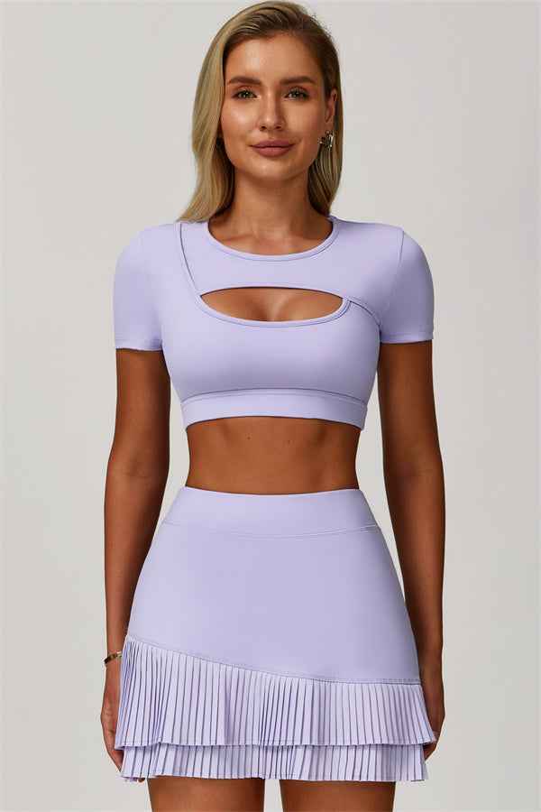 The Lavish Cut-out Crop Top Tennis Skirt 2-Piece Set