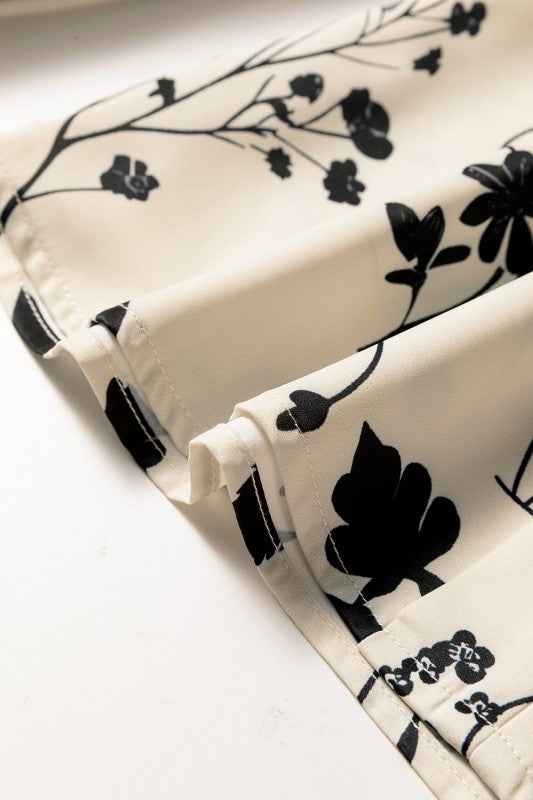 Floral Split Neck Long Sleeve Blouse