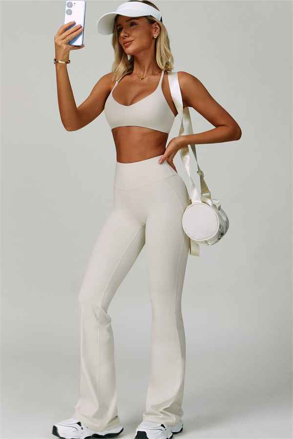 The Bold Cross Back Sports Bra Flared Leggings 2-Piece Set