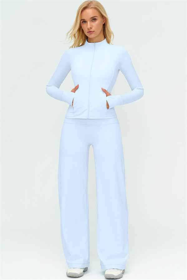 The Twirl Zip Jacket Sports Bra New Straight Leg Pants 3-Piece Set