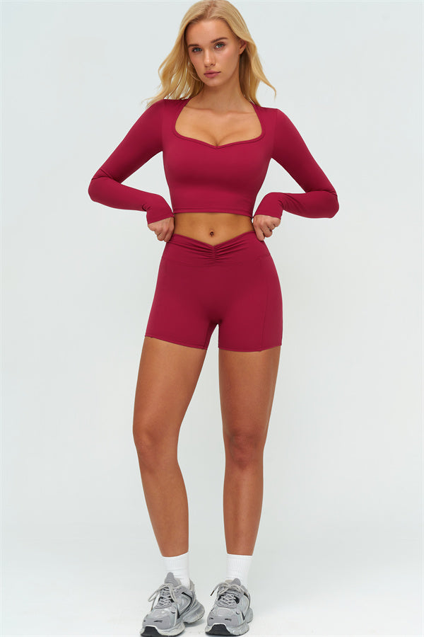 The Lushness Long Sleeve Crop top Shorts 2-Piece Set