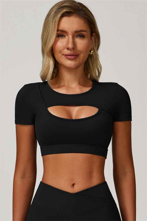 The Lavish Cut-out Crop Top Flared Leggings 2-Piece Set