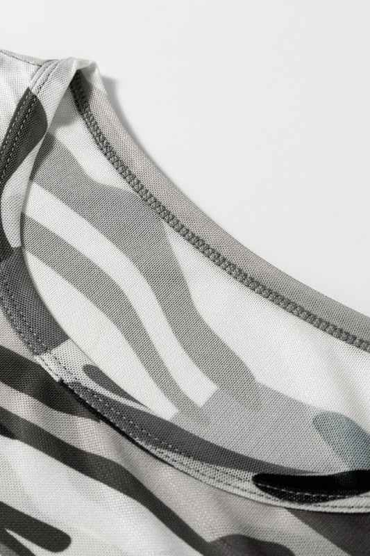 Western Camo Mesh Long Sleeve Top