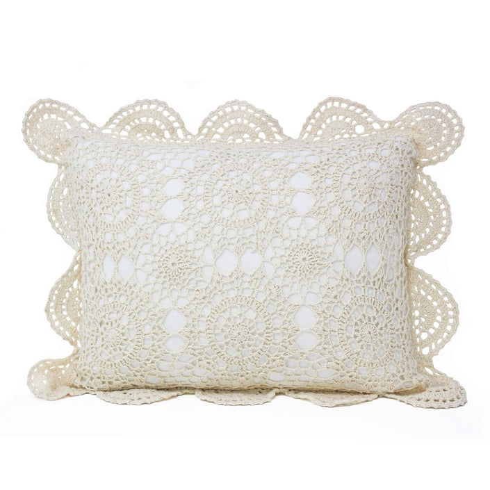 Hand Made Crochet Cotton Boudoir Pillow