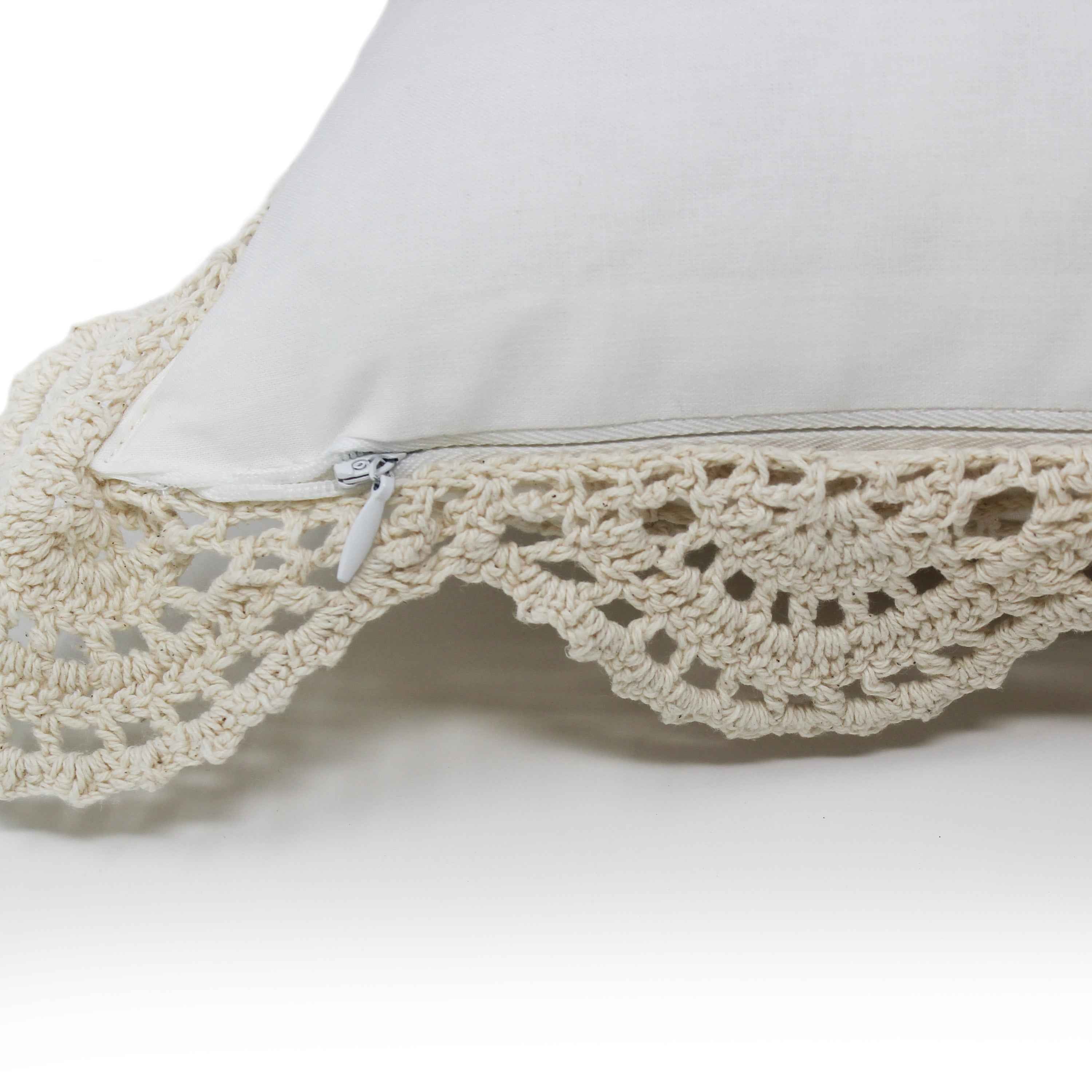 Hand Made Crochet Cotton Boudoir Pillow