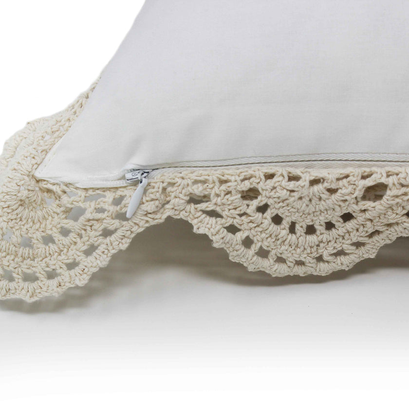 Hand Made Crochet Cotton Boudoir Pillow