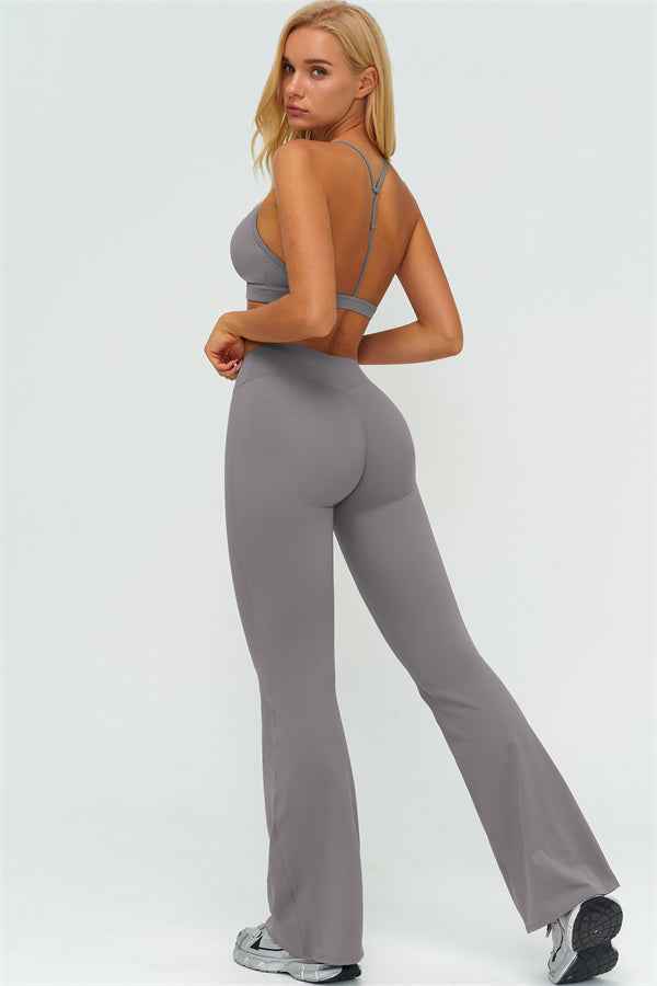 The Lushness Y-Back Sports Bra Flared Leggings 2-Piece Set