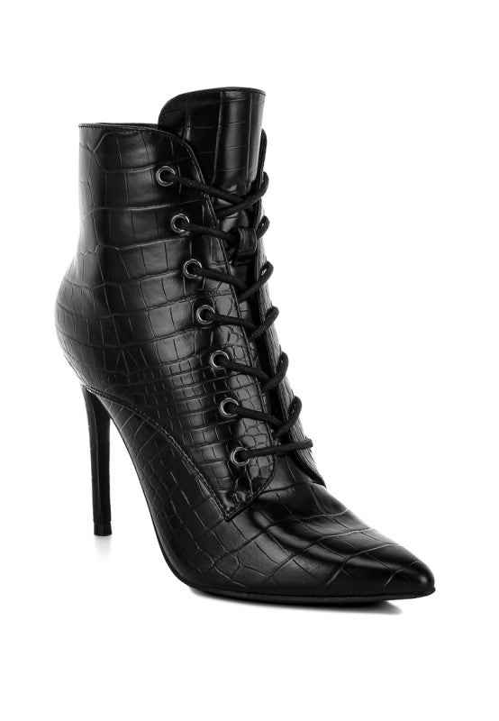 Mesta Croco Textured Stiletto Boots