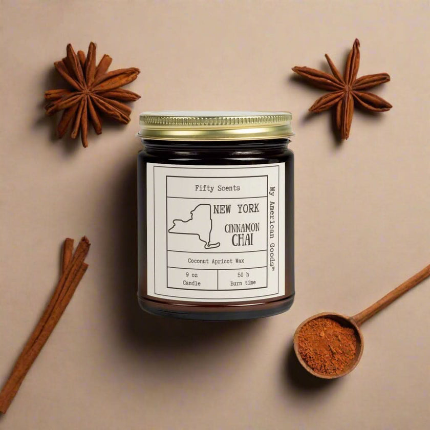 New York - Cinnamon Chai Scented Candle - Coconut Apricot Wax