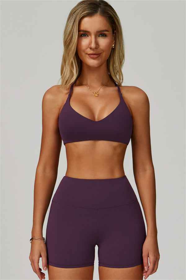 The Bold Cross Back Sports Bra Shorts 2-Piece Set