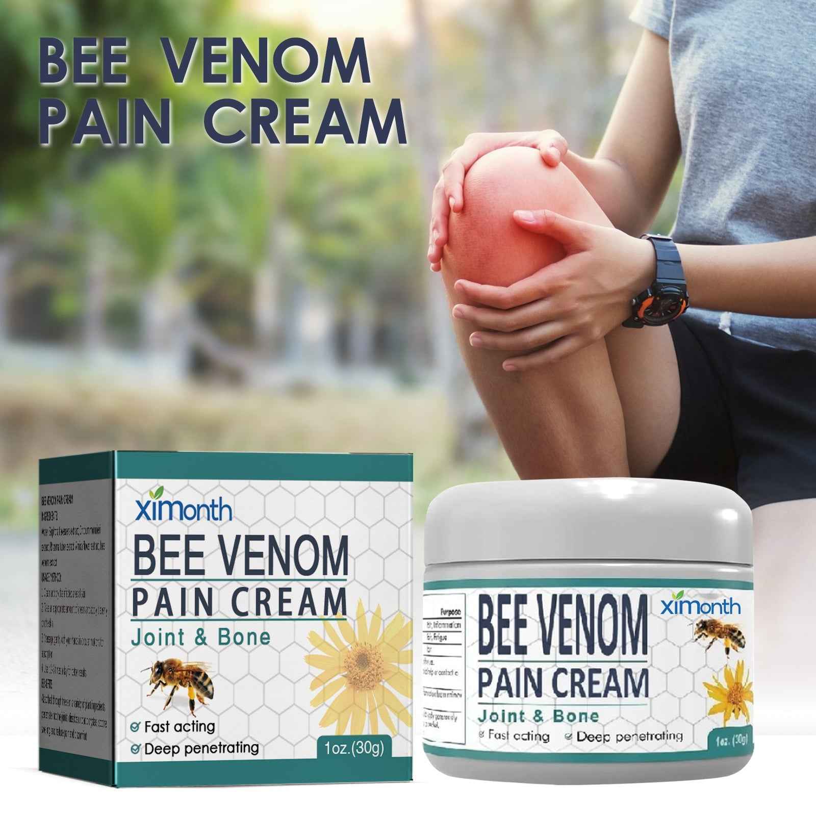 Ximonth Bee Venom Joint Cream, Relieves Hands Legs Bones Knees Lumbar Spine Sedentary Joint Pain Body Care Cream