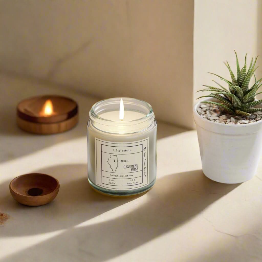 Illinois - Coconut Apricot Scented Candle | Cashmere Musk Aroma | Home Fragrance