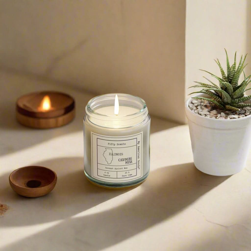 Illinois - Coconut Apricot Scented Candle | Cashmere Musk Aroma | Home Fragrance