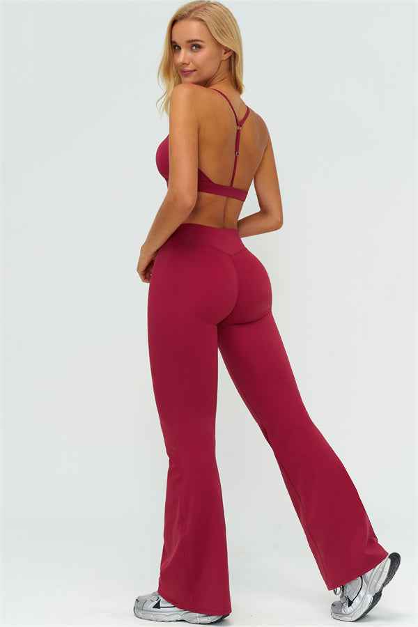 The Lushness Y-Back Sports Bra Flared Leggings 2-Piece Set