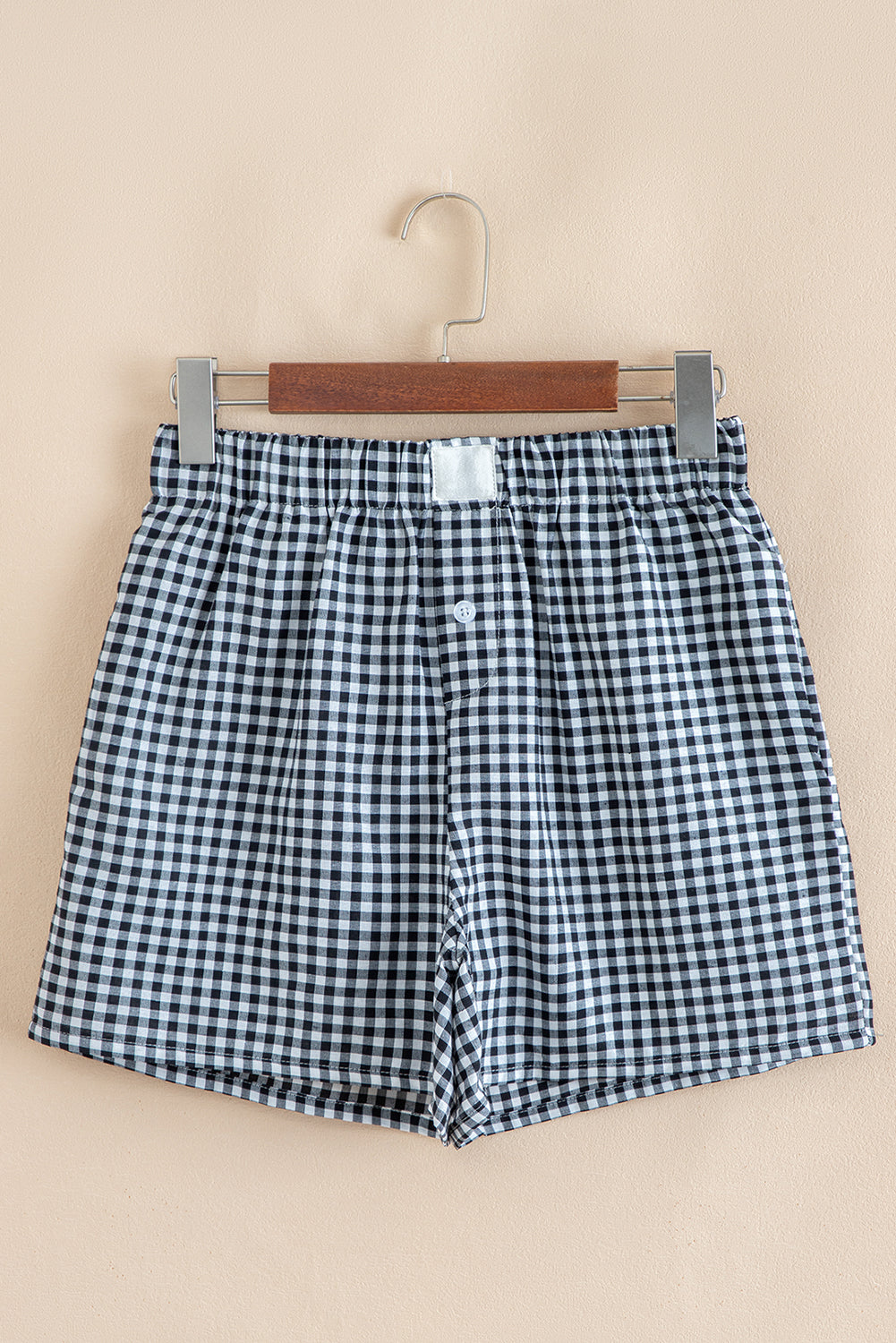 Black Gingham Printed High Waist Shorts - Pikemla