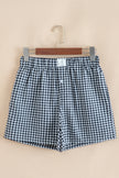 Black Gingham Printed High Waist Shorts - Pikemla