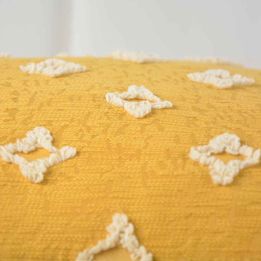 20''x20'' tufted floral 100% cotton throw pillow | 7 colors textured daisy stitch design | boho chic couch & bedroom accent | insert included