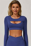 The Lavish Long Sleeve Cut-out Crop Top Tennis Skirt 2-Piece Set