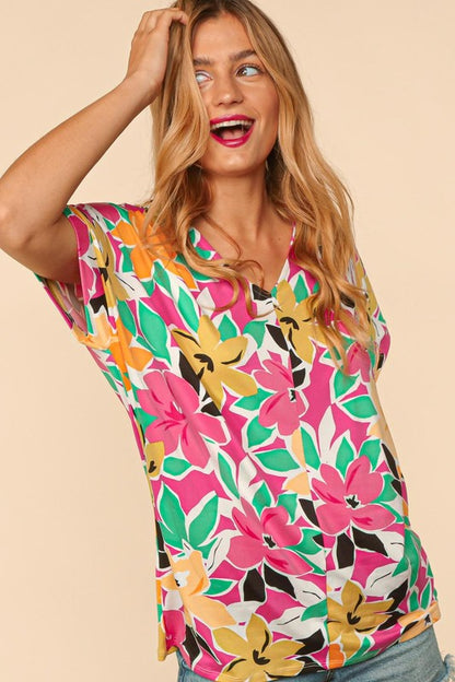 Plus Sized Floral Loose Fit Top - Pikemla