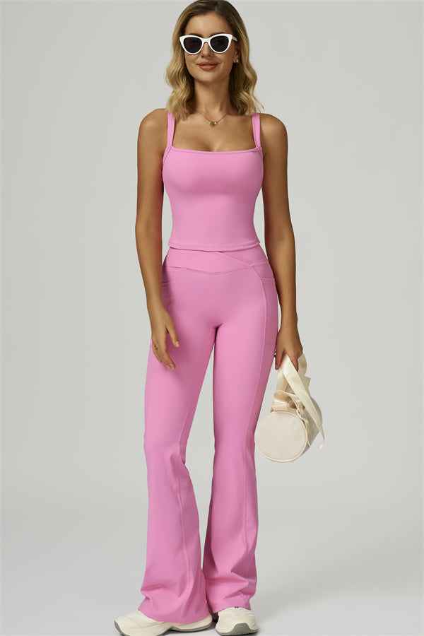 The Flourish Crop Tank Flared Leggings 2-Piece Set