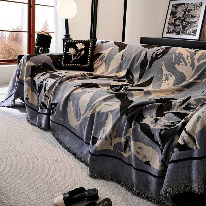 Premium Chenille Fabric Dark Green Couch Cover - All-Season Protector