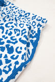White Leopard Elastic Waist Lace up Contrast Trim Casual Shorts - Pikemla