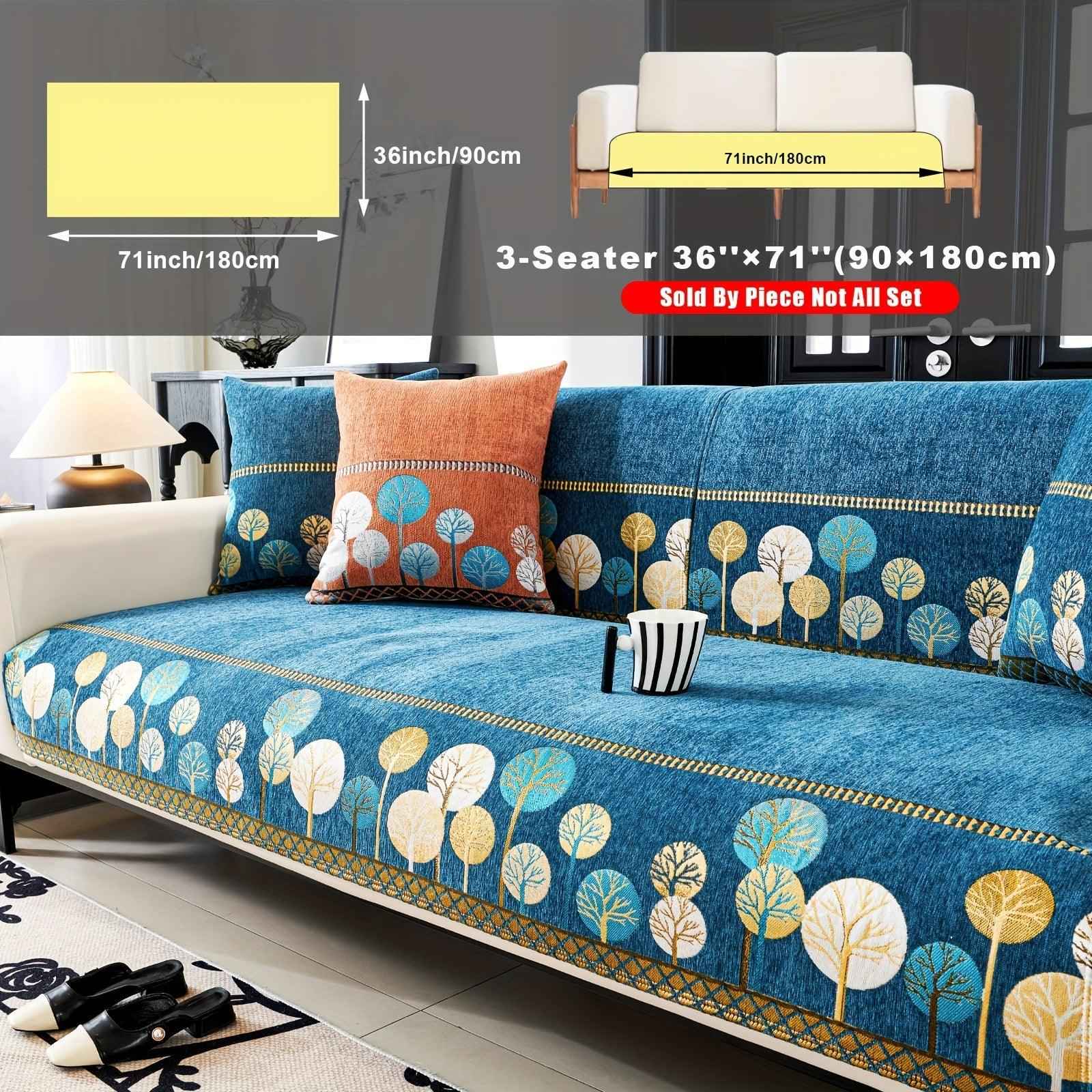 Pet Proof Couch Cover - Boho Chenille Sofa Cover with Tree Embroidery