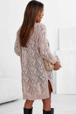 Solid Openwork Knit Button-Up Cardigan